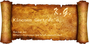 Kincses Gertrúd névjegykártya